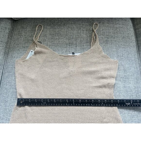 ONIA Dress Womens L Open Knit Linen Textured Swim Neutral Coverup Sweater NEW - Picture 14 of 15